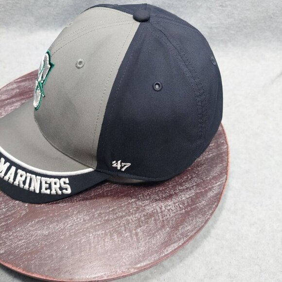 Seattle Mariners Gray & Navy Baseball Cap W/ Logo Embroidery By 47 READ - Picture 4 of 12
